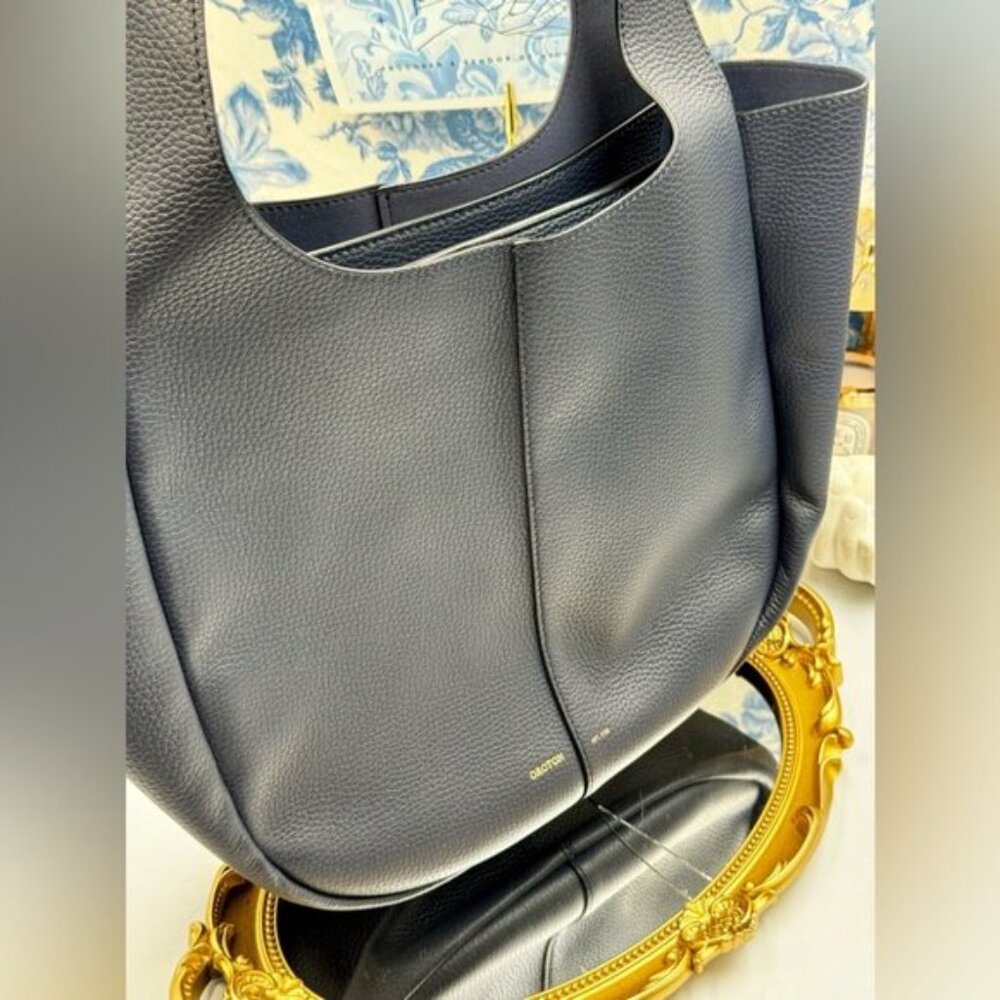 🆕 OROTON 🧿 NWOT Emilia Tote Bag, Navy Blue Leather - Picture 3 of 13